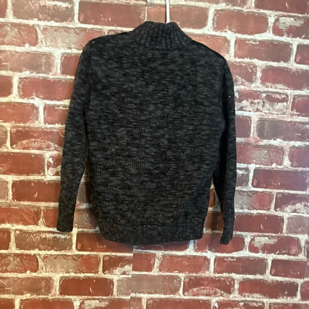 Cat & Jack Black Knit Zip-Up Jacket with Gray Collar